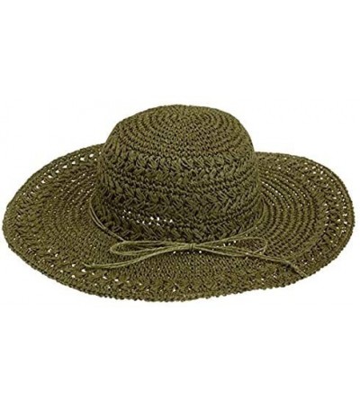 Sun Hats Women's Big Brim Crocheted Toyo Hat - Olive - CH113ZY10VN