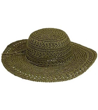 Sun Hats Women's Big Brim Crocheted Toyo Hat - Olive - CH113ZY10VN