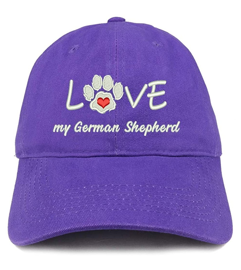 Baseball Caps I Love My German Shepherd Embroidered Soft Crown 100% Brushed Cotton Cap - Purple - CX18T07U3ZX