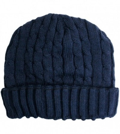 Skullies & Beanies Trendy Winter Warm Soft Beanie Cable Knitted Hat Cap For Women - Navy - CR127H05AAZ