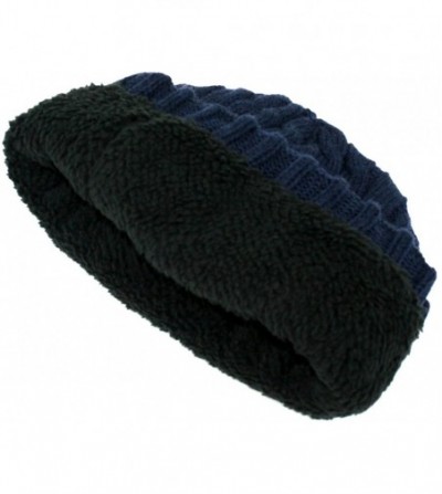 Skullies & Beanies Trendy Winter Warm Soft Beanie Cable Knitted Hat Cap For Women - Navy - CR127H05AAZ