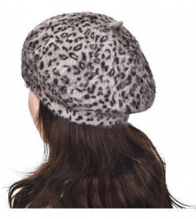Berets Womens Warm French Beret Hat Leopard Print Beret Cap - Dense Khaki - CY192NWTHY0