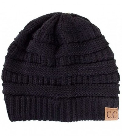 Skullies & Beanies Trendy Warm Chunky Soft Stretch Cable Knit Beanie Skull Cap - 2 Pack Black/Dark Grey - CI12N8NWTHF