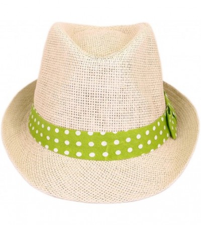 Fedoras Women's Polka Dot Band Natural Fedora Straw Hat Band Avail - Green - CI11FZ8VVUR