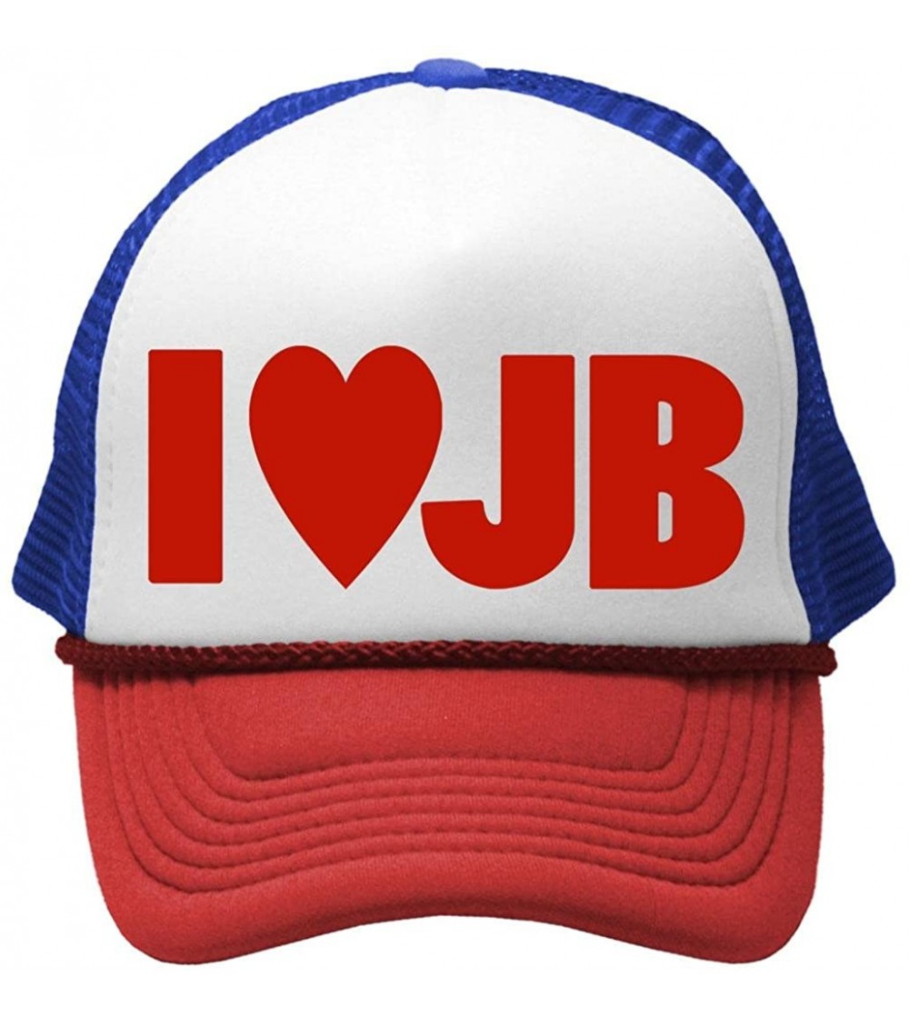 Baseball Caps I Heart JB - Unisex Adult Trucker Cap Hat - Rwb - C111OE8ZNKX