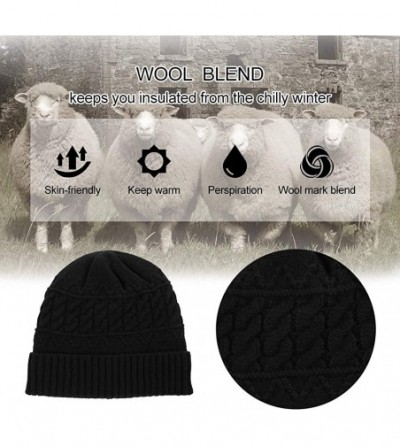 Skullies & Beanies Mens Wool/Acrylic Knitted Slouchy Beanie Winter Hats Warm Fashion Skull Cap - 89503navy - CS18Z9H2YOK