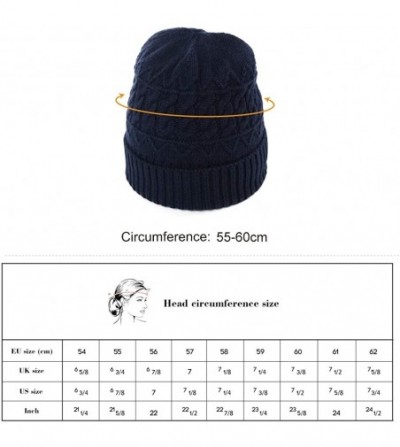 Skullies & Beanies Mens Wool/Acrylic Knitted Slouchy Beanie Winter Hats Warm Fashion Skull Cap - 89503navy - CS18Z9H2YOK
