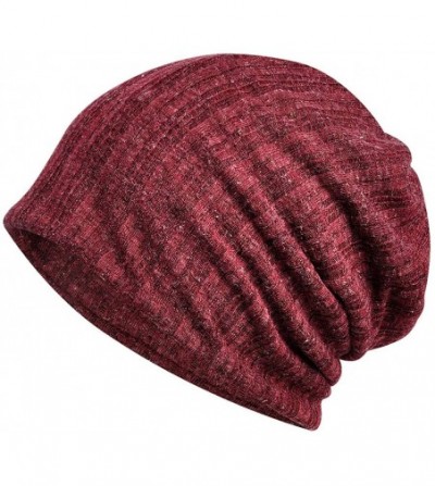 Skullies & Beanies Cotton Fashion Beanies Chemo Caps Cancer Headwear Skull Cap Knitted hat Scarf for Women - E-claret - C518S...