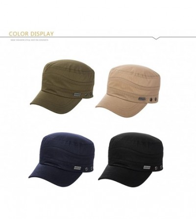 Newsboy Caps Women's Cotton Military Cadet Army Cap Flat Top Baseball Outdoor UV Sun Hats for Men Adjustable 56-60CM Black - ...