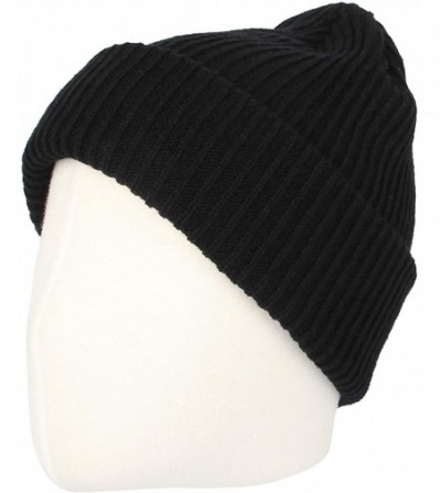 Skullies & Beanies Ribbed Knit Beanie Winter Hat Slouchy Watch Cap GZ50019 - Black - CG18KMGMW7Y