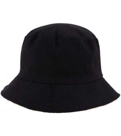 Bucket Hats Reversible Cotton Bucket Hat Multicolored Fisherman Cap Packable Sun Hat - Khaki Snakeskin - CV193MZ9MZM