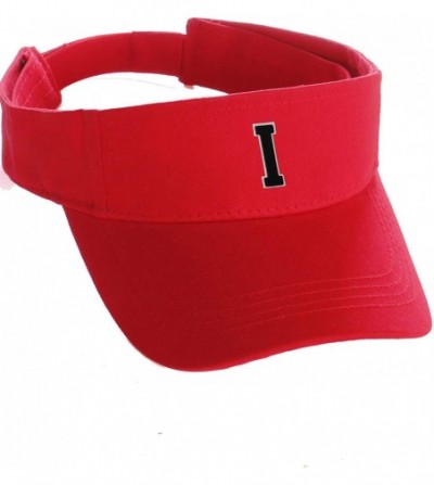 Baseball Caps Custom Sport Sun Visor Hat A to Z Initial Team Letters- Red Visor White Black - Letter I - CD18GRZY40O