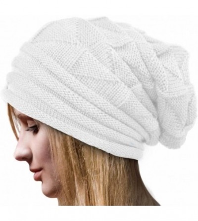 Skullies & Beanies Women Winter Crochet Hat Wool Knit Beanie Warm Caps (White) - White - CX12O63PWVY
