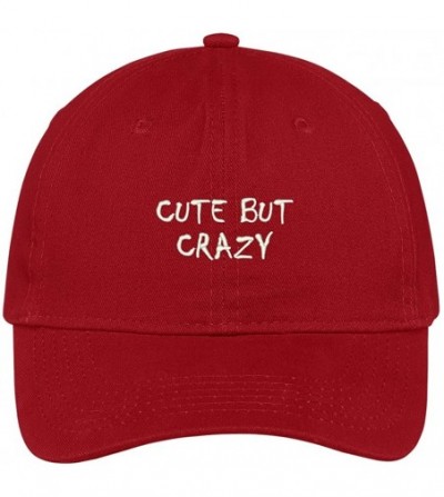Baseball Caps Cute But Crazy Embroidered Soft Cotton Adjustable Cap Dad Hat - Red - CM12OB0ELT5