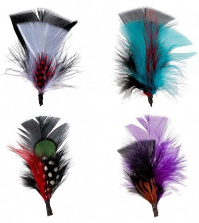 Fedoras Hat Feather Packs - Assorted Men's Fedora Feathers Bold Colors Flight Feathers - Assorted - CX18QW4RIT7
