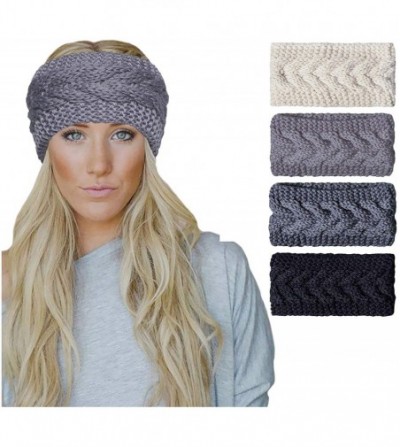 Cold Weather Headbands 4 Pcs Warm Winter Headband for Women Cable Crochet Turban Ear Warmer Headband Gifts - 05-4 Pack Winter...
