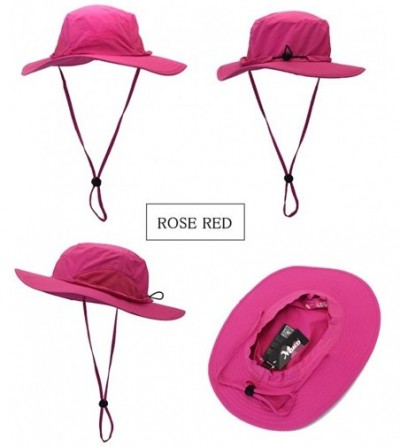 Sun Hats Outdoor Sun Protection Hat Wide Brim Bucket Hats UV Protection Boonie Hat 56-62cm - Rose Red a - CH182XQ07KU