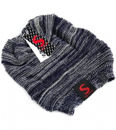 Skullies & Beanies Unisex Adult Winter Warm Slouch Beanie Long Baggy Skull Cap Stretchy Knit Hat Oversized - Blue - CY128YYTUFL