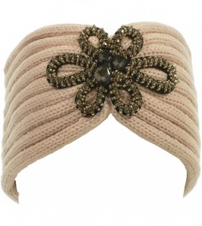Cold Weather Headbands Floral Knitted Headband Headwrap Rhinestone Warmth - Peach. - CD12GUFW0AH