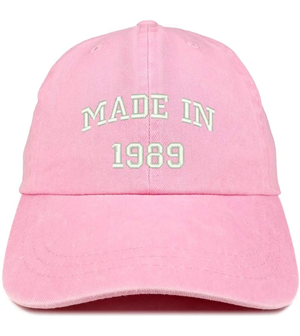 Baseball Caps Made in 1989 Text Embroidered 31st Birthday Washed Cap - Pink - CM18C7GXLYI