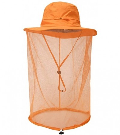 Sun Hats Head Net Hat Safari Hats Sun Protection Water Repellent Bucket Boonie Hats Hidden Outdoor - Orange - C118RD890Z9