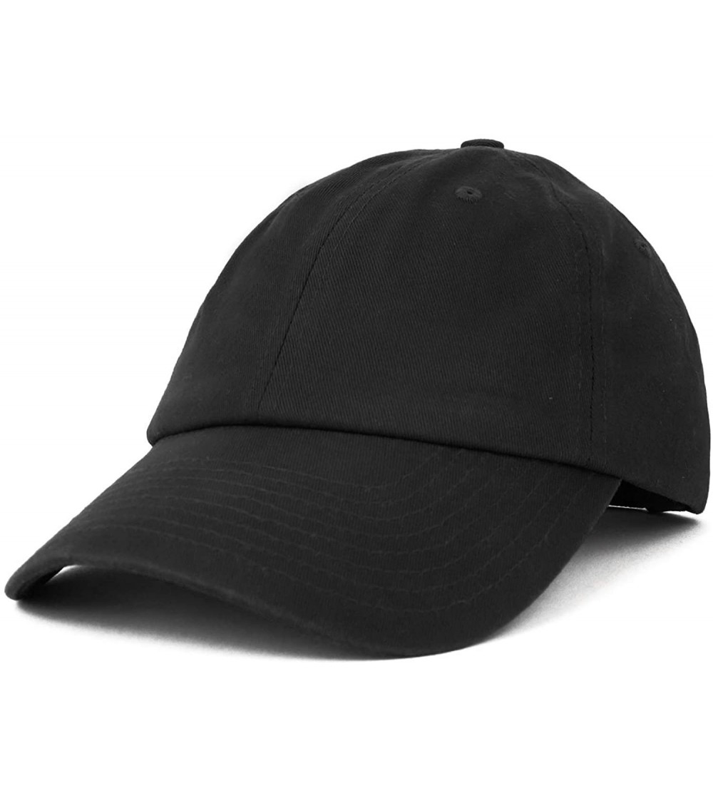 Baseball Caps Made in USA Soft Crown Washed 100% Cotton Chino Twill Baseball Cap - Black - C912LCECDL3