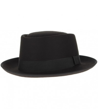 Fedoras Men Crushable Wool Felt Porkpie Hat Fedora with Band - Black - CW17YQGK42D