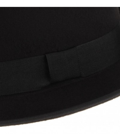 Fedoras Men Crushable Wool Felt Porkpie Hat Fedora with Band - Black - CW17YQGK42D