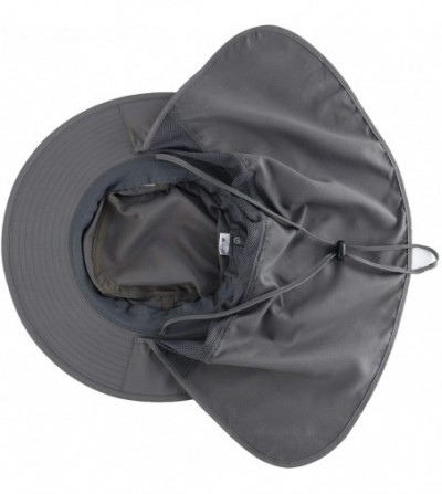Sun Hats Mens Sun Hat with Neck Flap Quick Dry UV Protection Caps Fishing Hat - Dark Grey - C1199UXDTCH