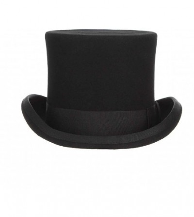 Fedoras Men 100% Wool Mad Hatter Satin Lined Black Low Top Hats - Black - CM18M90W2LS