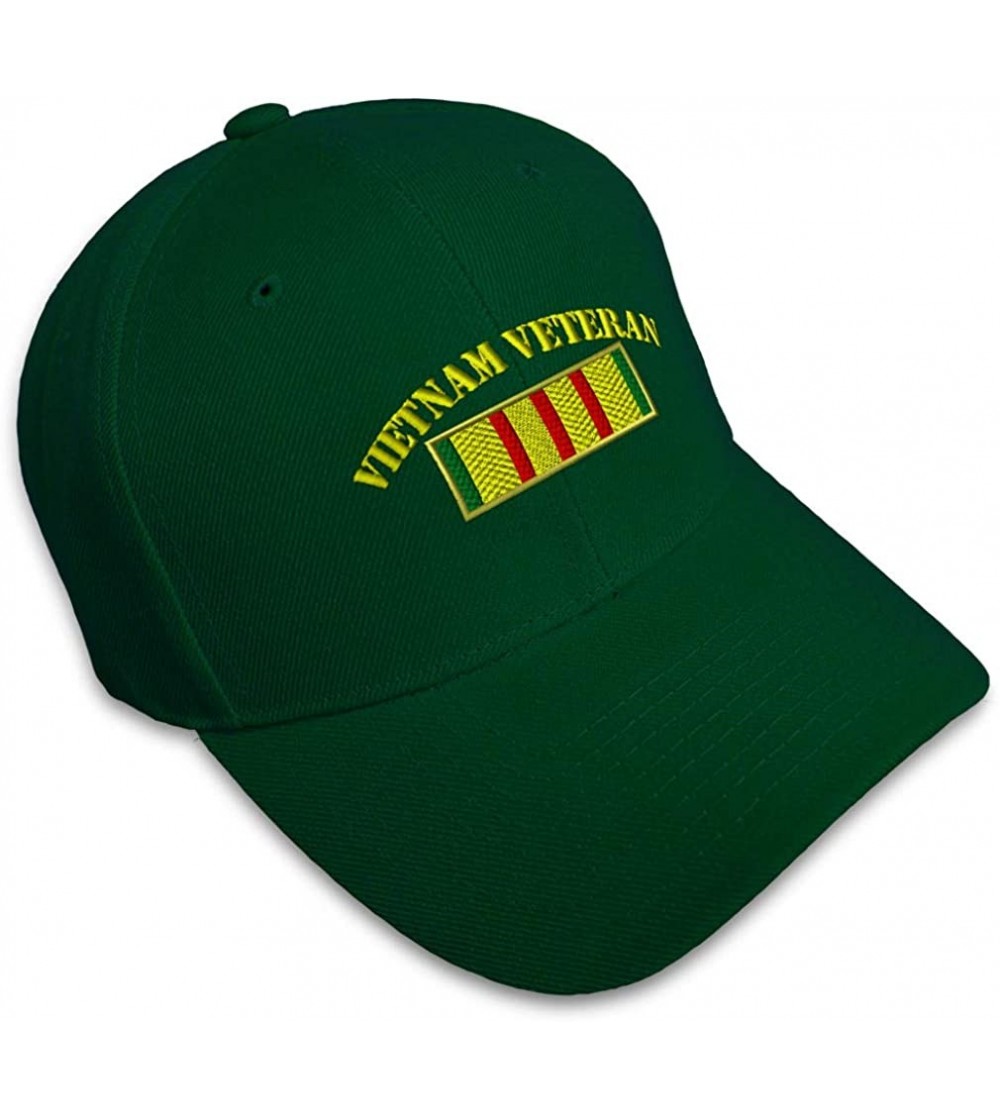 Baseball Caps Custom Baseball Cap Vietnam Veteran Flag Embroidery Dad Hats for Men & Women 1 Size - Forest Green - CF185C526IY