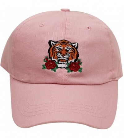 Baseball Caps Tre110 Tiger and Roses Cotton Baseball Caps - Multi Colors - Pink - C818C7CWTZH