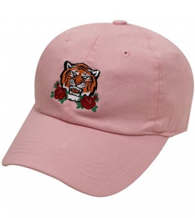 Baseball Caps Tre110 Tiger and Roses Cotton Baseball Caps - Multi Colors - Pink - C818C7CWTZH