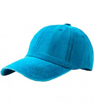 Baseball Caps Men Women Baseball-Cap Unisex Washed Distressed Baseball Hats Vintage Twill Adjustable Dad-Hat - Lake Blue - C2...
