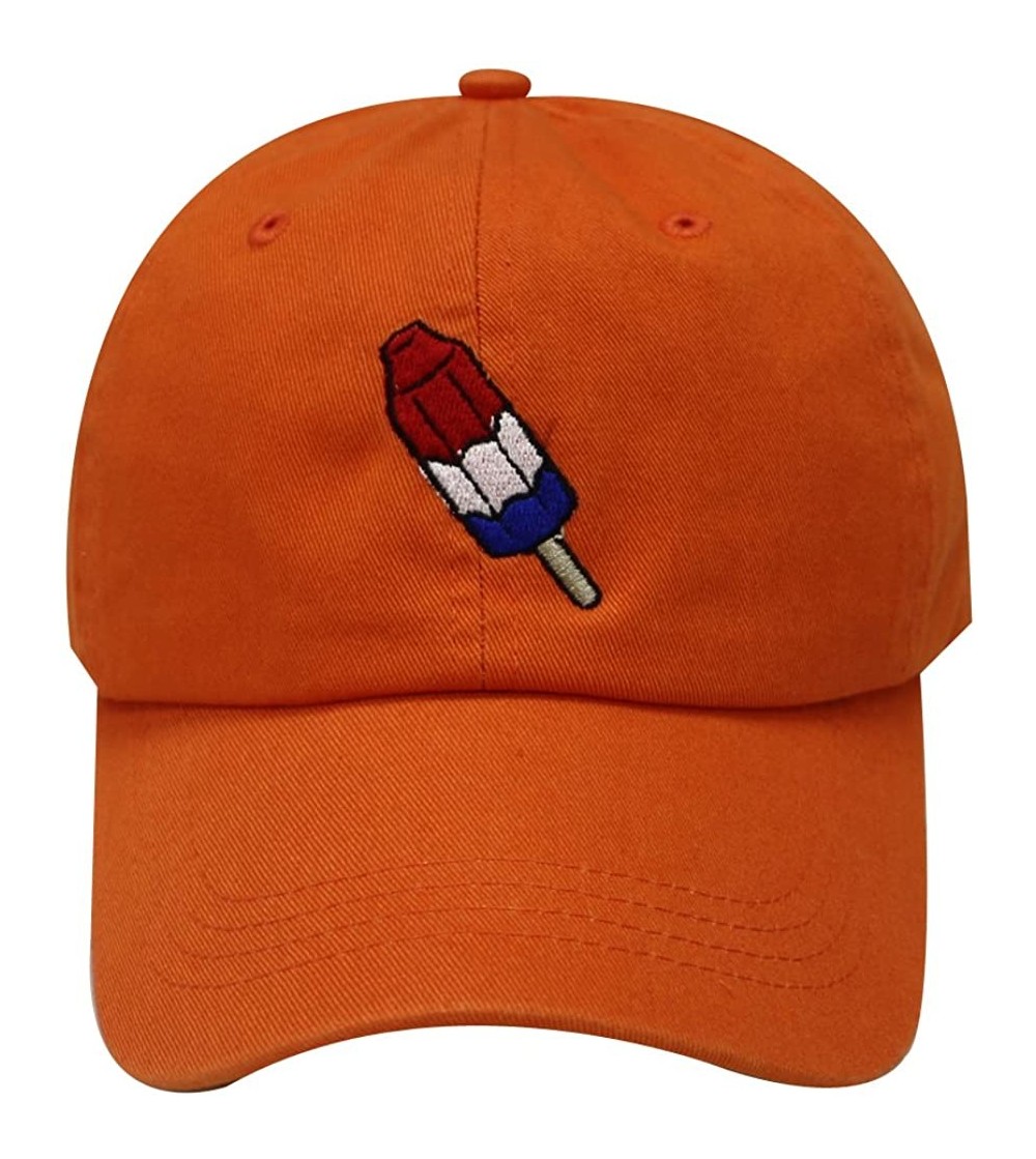 Baseball Caps Firecrackers Ice Cream Cotton Dad Caps - Orange - CP12L9P510Z