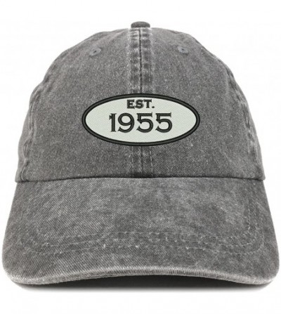 Baseball Caps Established 1955 Embroidered 65th Birthday Gift Pigment Dyed Washed Cotton Cap - Black - CP180N7HRTW