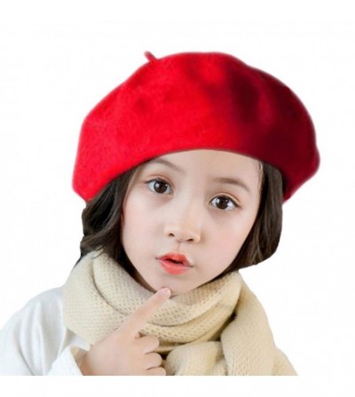 Berets England Versatile Beret- Children Painter Beret-Outdoor Warm Hat Beret- Red - Red - CX18NG7MEHL