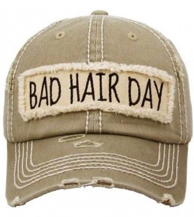 Baseball Caps Jp Adjustable Bad Hair Day High Ponytail Bun Ponycap Vintage Distressed Hat Cap (Khaki Tan) - CP18GQ37NXT