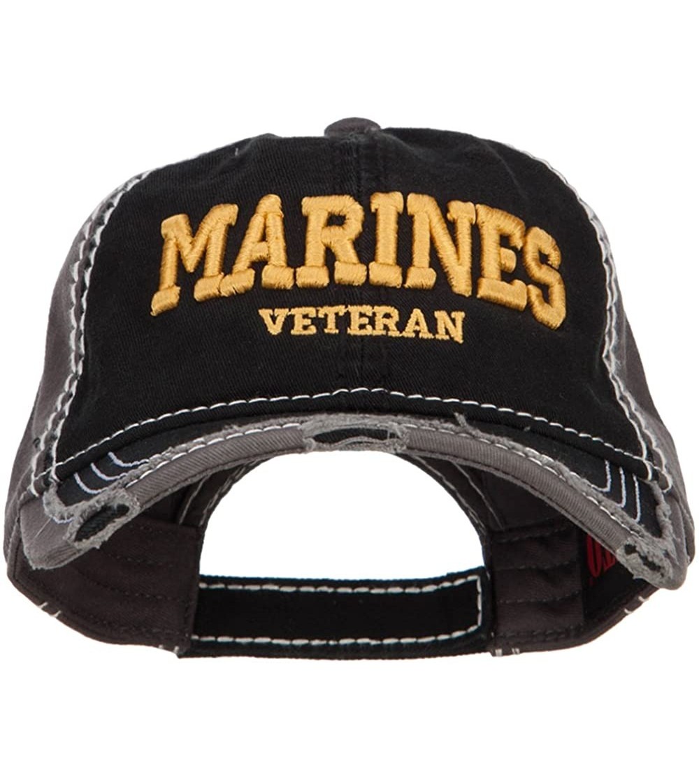 Baseball Caps 3D Marines Veteran Embroidered Vintage Frayed Cap - Black Charcoal - CP18CGL9M72