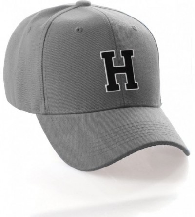 Baseball Caps Classic Baseball Hat Custom A to Z Initial Team Letter- Charcoal Cap White Black - Letter H - CA18IDSOMT0