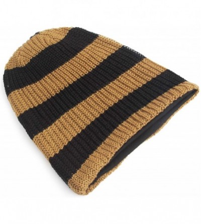 Skullies & Beanies Unisex Beanie Hat Slouchy Knit Cap Skullcap Stripe Baggy Style 1002 - Black - CK128MYT6FR