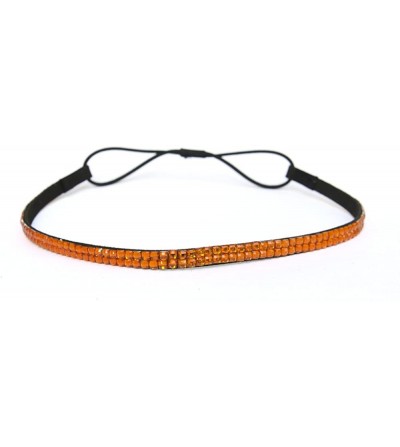 Headbands Two Row Rhinestone Elastic Stretch Headband Accessory - Orange Thin Headband - CA11DDJYXM3