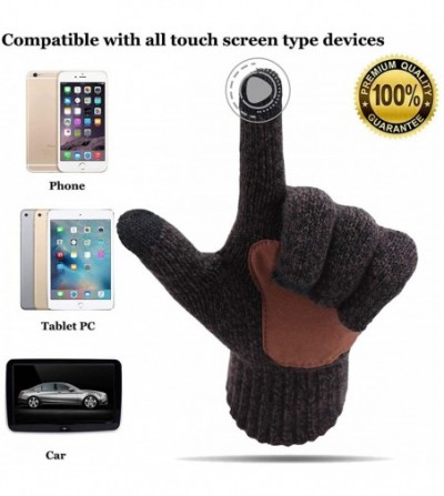 Skullies & Beanies Men Winter Warm Knit Beanie Hat+Infinity Scarf & Touch Screen Gloves Set for Men - Coffee - CY18MGXLYYR