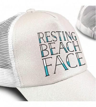 Baseball Caps Resting Beach Face Ponytail Baseball Cap High Bun Ponycap Adjustable Mesh Trucker Hats - White - CD18KK0ODWK