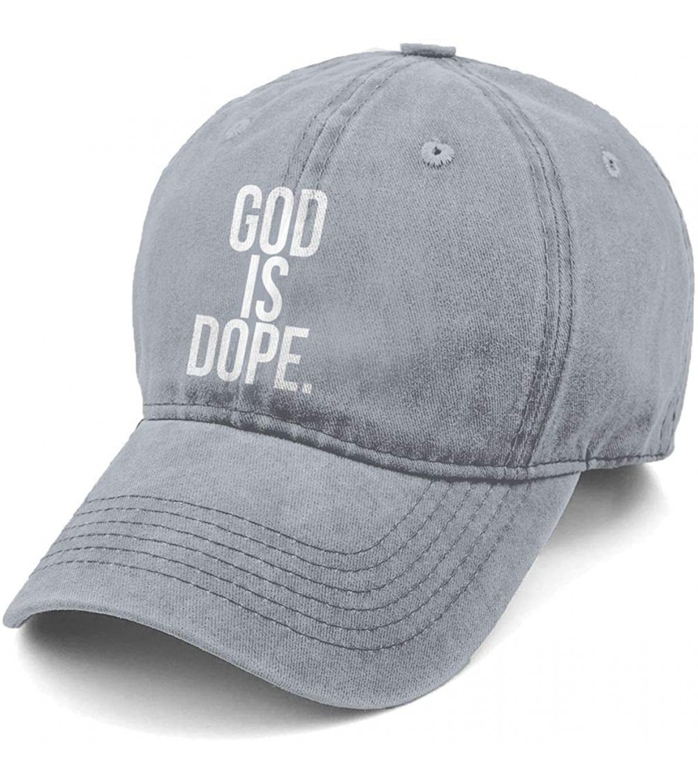 Baseball Caps God is Dope New Men and Women Adult Comfort Adjustable Denim Hat Truck Baseball Cap - Gray - CP18M66QX0I