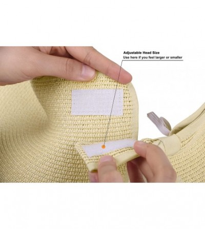 Visors Women's Summer Foldable Straw Sun Visor w/Cute Bowtie - Off-white - CF11ACVU4ZT