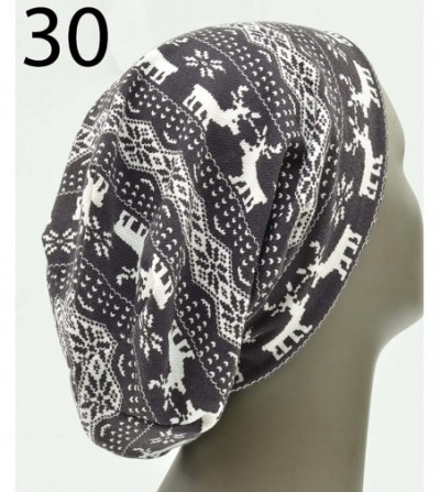 Skullies & Beanies Mosaic Patterned Beanie with Chevron Snowflakes Winter Style Fashion Hat Cap Beanie - Reindeer Love 30 - C...