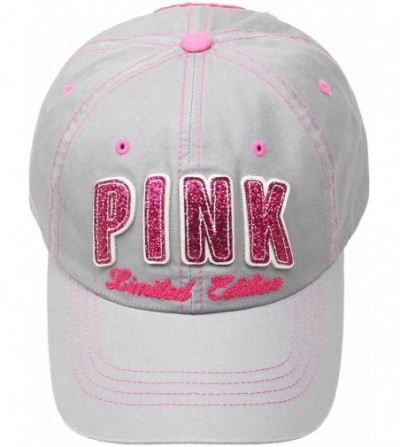 Baseball Caps Women Sexy Pink Mark Lady Shiny Stitch Design Ball Cap Baseball Hat Truckers - Light-gray - C811ULDUXNH
