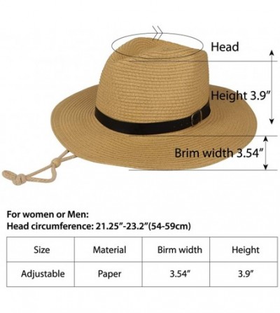 Sun Hats Womens Sun Hat with Wind Lanyard UPF Beach Packable Summer Cowboy Sun Straw Hats for Women Men - 001_light Khaki - C...