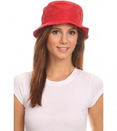 Rain Hats Unisex Packable Rain Hat Lightweight Year Round Use - 2 Sizes for Best Fit - Red Bucket - CU12HZ1365T